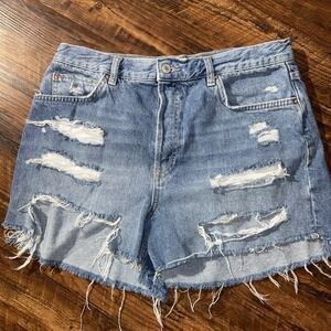 We The Free Women's Size 30 Distressed Ripped Button Fly Jean Shorts